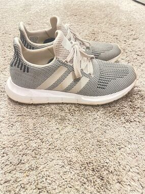 Adidas Lightweight Knit Running Sneakers in Grey & Cream
